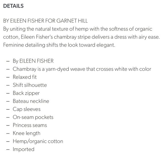 Eileen Fisher bateau neck knee length hemp/cotton dress, petite med., shift - Picture 3 of 11